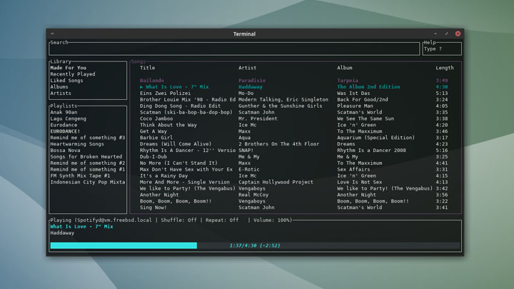 Command Line Spotify di FreeBSD